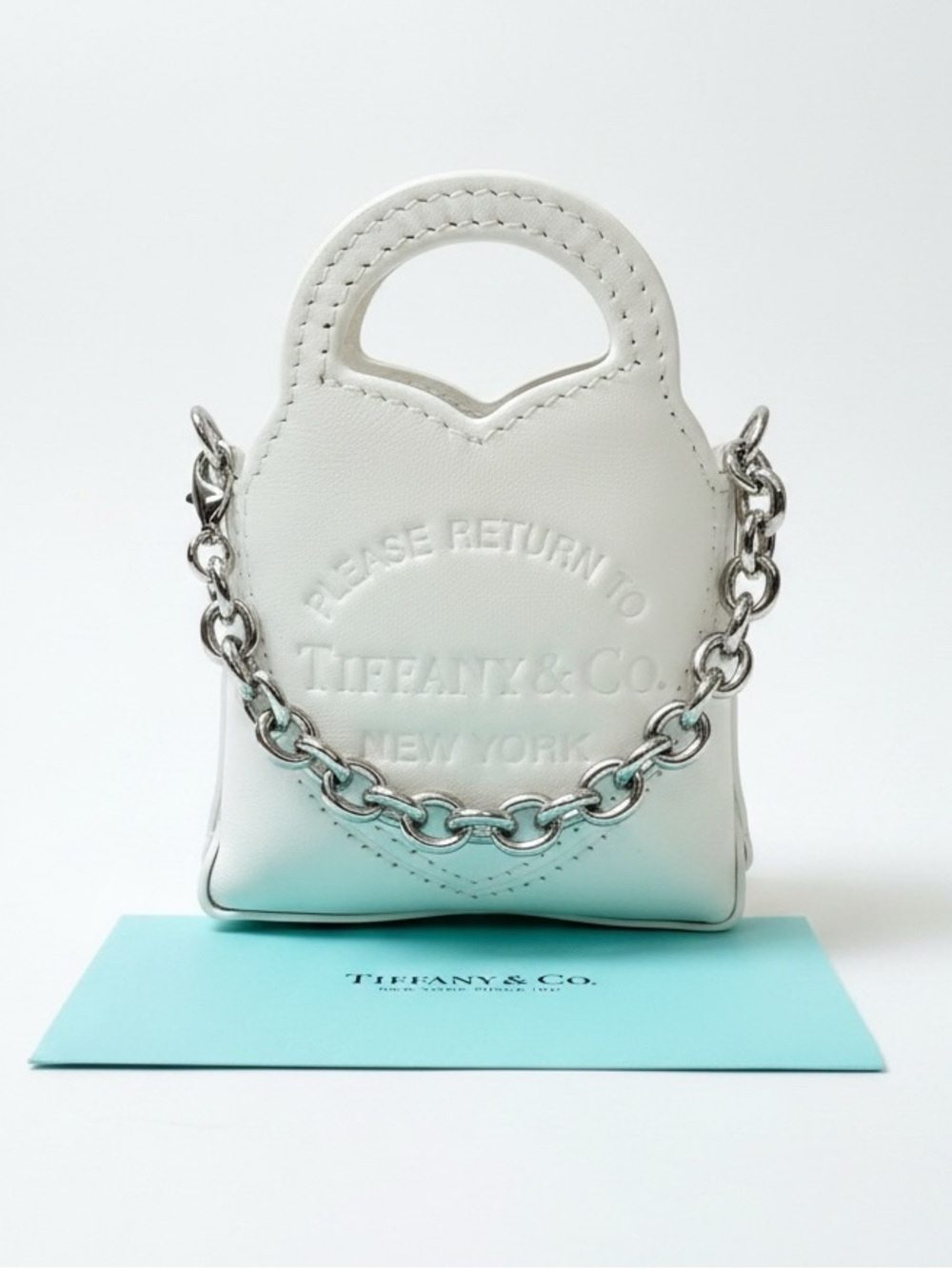 New! Tiffany & Co. Return To Tiffany Nano Heart Tote with Chain Strap in Cream